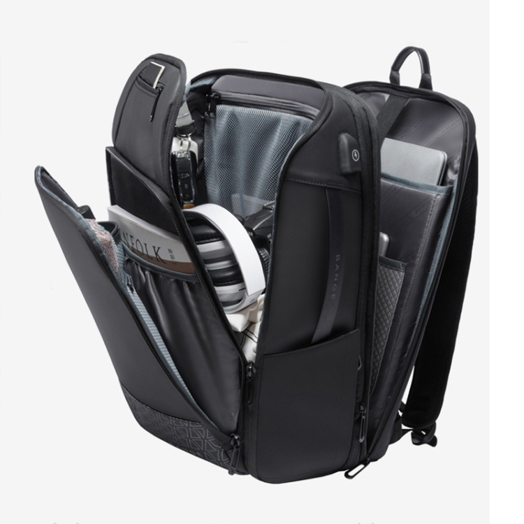 BANGE BG-22005 Large Capacity Business Waterproof Backpack Travel Oxford Cloth Computer Backpack(Black) - B4