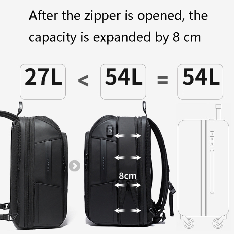 BANGE BG-22005 Large Capacity Business Waterproof Backpack Travel Oxford Cloth Computer Backpack(Black) - B5