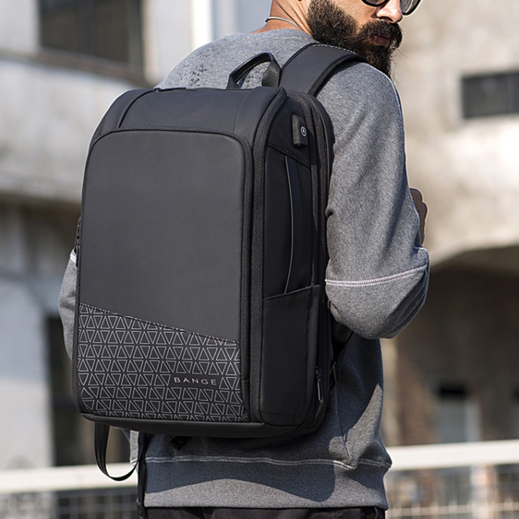 BANGE BG-22005 Large Capacity Business Waterproof Backpack Travel Oxford Cloth Computer Backpack(Black) - B9