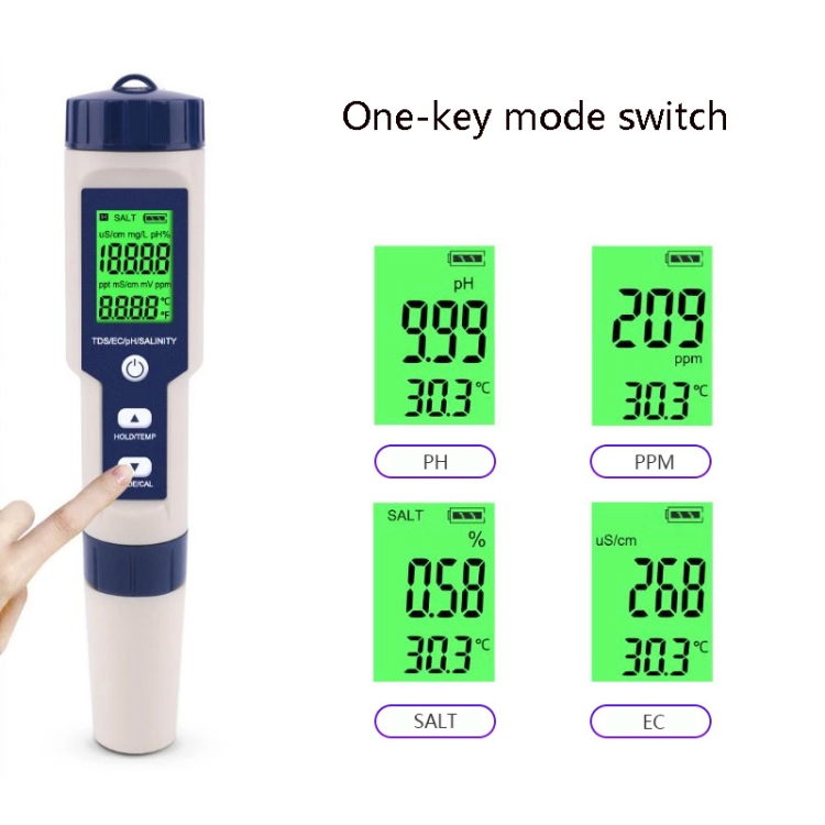 5 en 1 TDS/EC/PH/salinité/température testeur numérique de