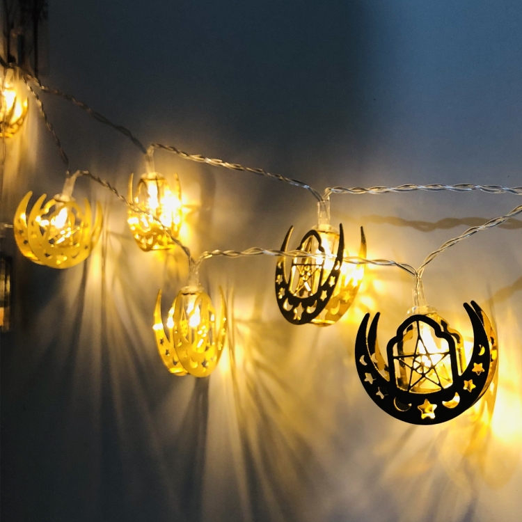 1,65 m 10 LED Eid Al-Fitr LED Étoile et Lune Guirlande Lumineuse
