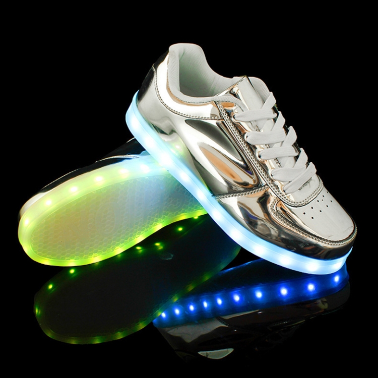 Knooppunt overschot onderschrift Goud en zilver kleurrijke lichte schoenen LED-lichtgevende schoenen, maat:  45 (laag uitgesneden zilver)