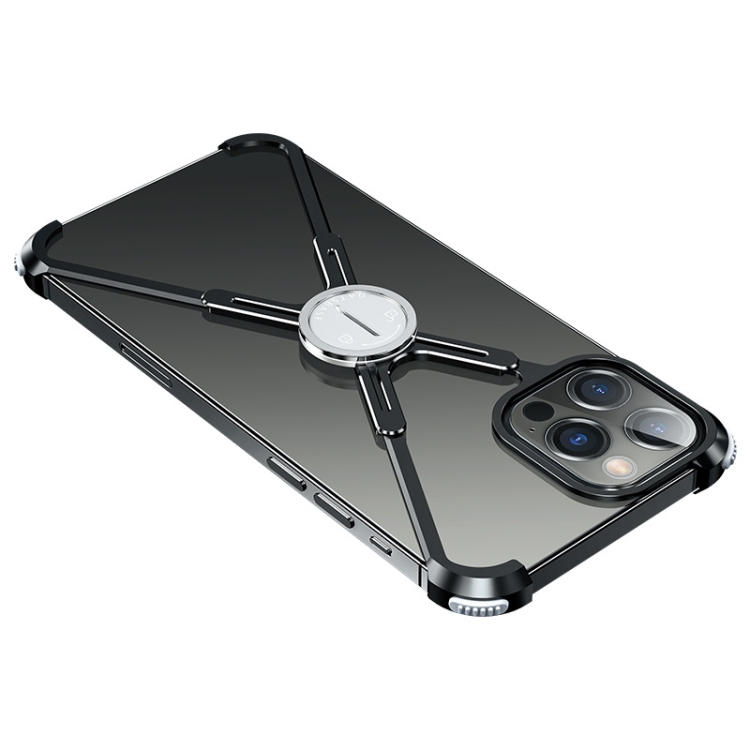 Oatsbasf Metal Magnetic Airbag Frame Shell Heat Dissipation Mobile Phone Ring Bracket For IPhone 12 / 12 Pro(Black) Oatsbasf Metal Magnetic Airbag Frame Shell Heat Dissipation Mobile Phone Ring Bracket For IPhone 12 / 12 Pro(Black)