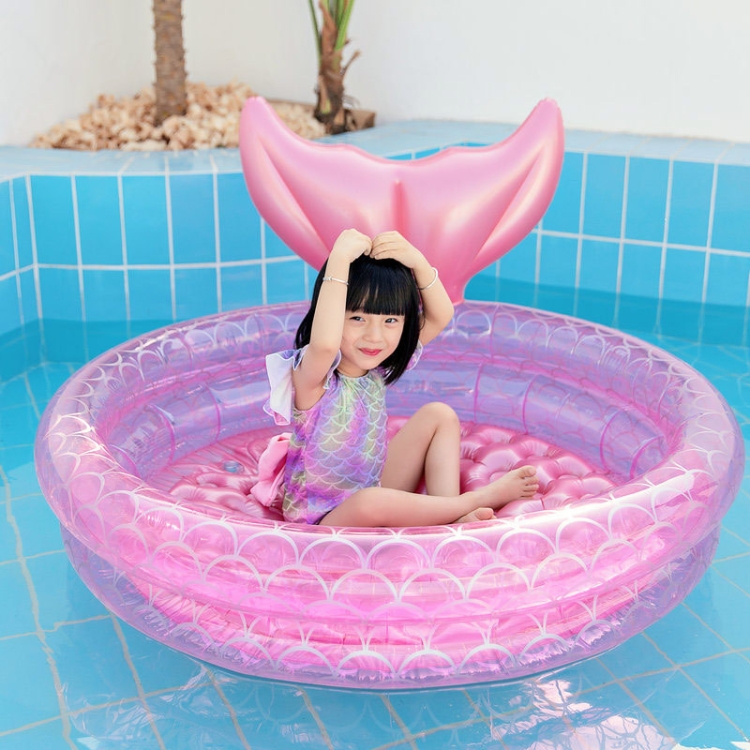 Inflatable Mermaid Shape Pool Home Children Baby Pink Round