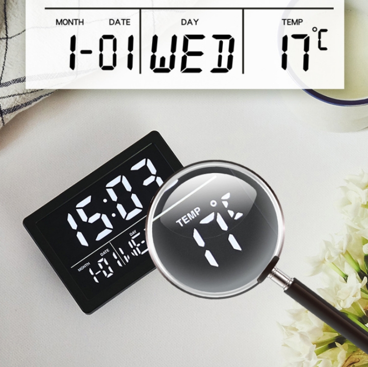 VONKY Mini Horloge LED Écran Chevet 24H Électronique Numérique Horloges en  Plastique Batterie Exploité Ménage Poche Bureau Calendrier Bleu 