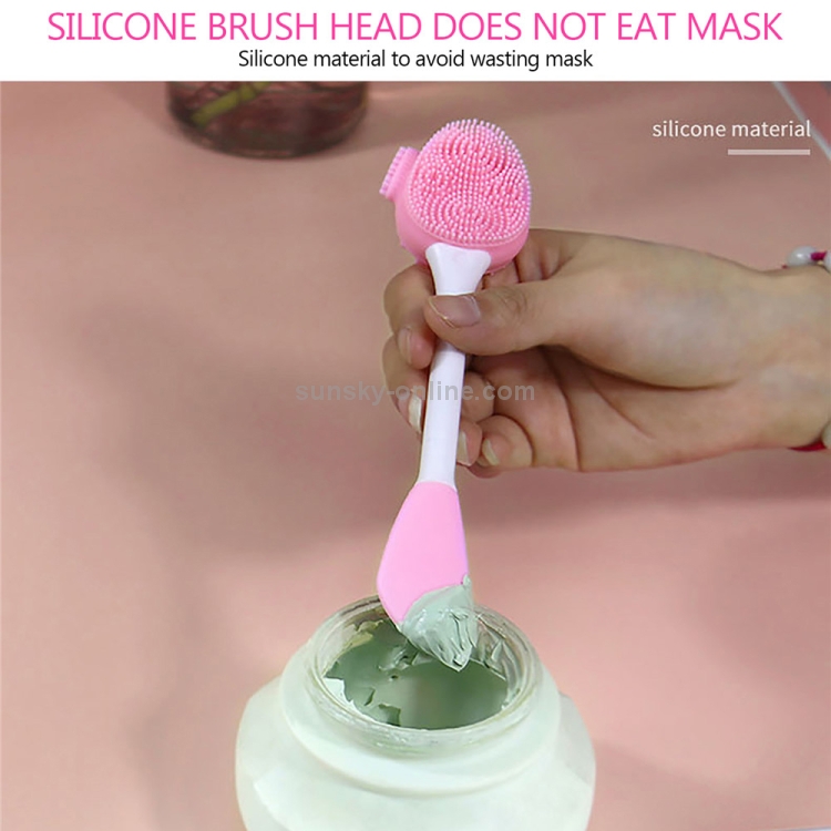 7 PCS Cepillo de limpieza de silicona de mano y máscara cepillo rosa blanco - B9