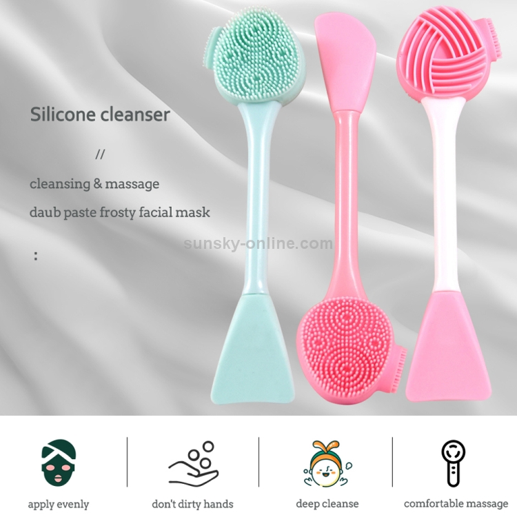 7 PCS Cepillo de limpieza de silicona de mano y máscara cepillo verde blanco cuchillo doble cabeza - B11