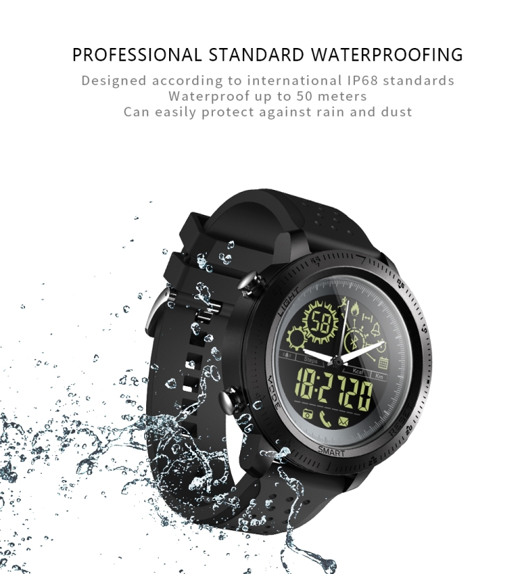 NX02 Sport Smartwatch IP67 Impermeable Soporte Rastreador Calorías Podómetro Smartwatch Cronómetro Llamada SMS Recordatorio (negro) - 6