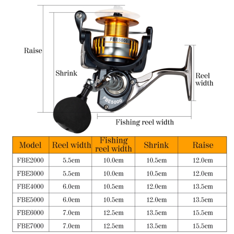 Deukio All Metallic Fishing Wheel Pesca de mar Rueda Spinning Rueda de mar Unidireccional Rueda sin espacio, Especificación: FBE2000 - B2