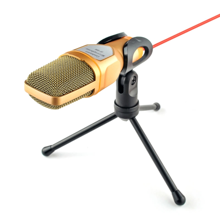 Micrófono de voz de computadora SF-666 con cable de adaptador Anclaje de teléfono móvil micrófono con cable con bracketcket, color: dorado - B5
