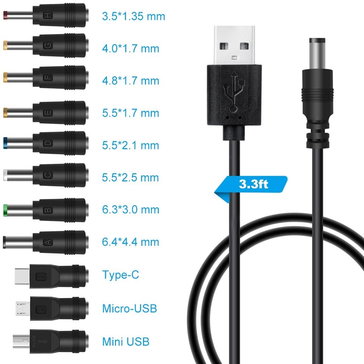 Personnalisé USB 3.1 Type C Mâle Vers DC 5.5 x 2.1mm Adaptateur