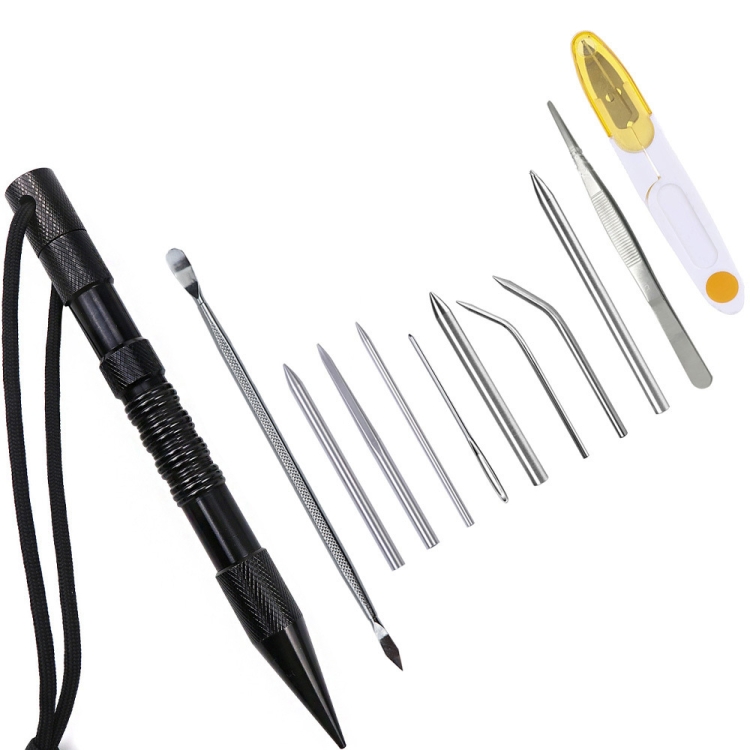 Paraguas Cuerda Aguja Marlin Spike Bracelet Herramienta de tejido DIY, Especificación: 12 PCS / Set Negro - 1