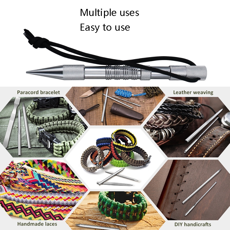 Paraguas Cuerda Aguja Marlin Spike Bracelet Herramienta de tejido DIY, Especificación: 12 PCS / Set Negro - B2