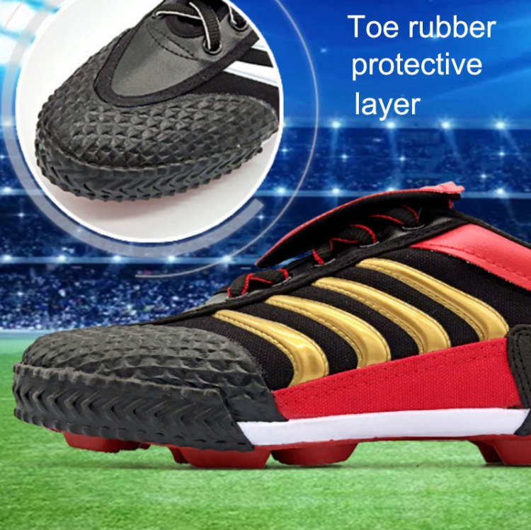 Chaussures de football en toile antidérapantes et résistantes à l'usure  pour enfants / adultes, entraînement sportif, chaussures à pointes en  caoutchouc, taille: 33 / 215 (noir bla