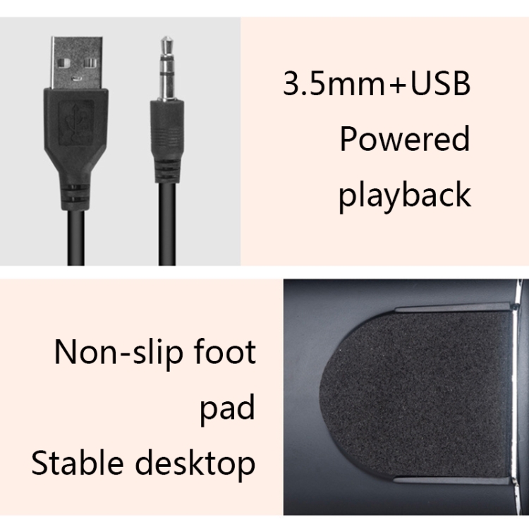 Yeeze A1 Multimedia USB2.0 Altavoz de escritorio Mini Altavoz portátil (Platino de galvanoplastia) - B2