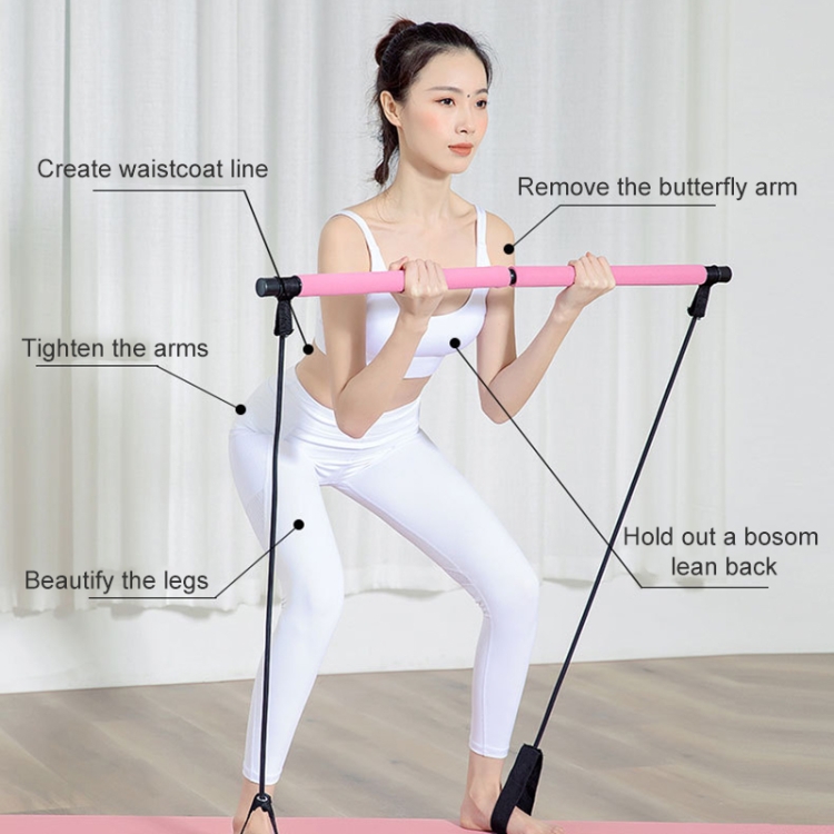 Using Rod Exercise Adjustable Length Pilates Rod Yoga Rod Exercise Stretching Belt Squat ...