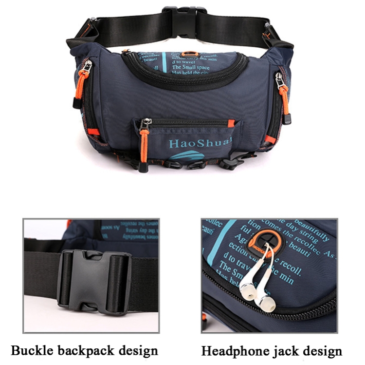 HaoShuai 5130 Multi-Function Outdoor Waist Bag Sports Men Shoulder Slope Bag  Waterproof Chest Bag(Navy Blue)