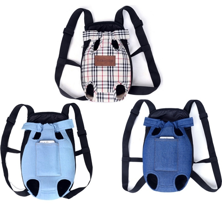 Dog Going Out Foldable On Chest Backpack Pet Carrier Bag Stylish Blue Denim Comfortable, Safe and All season travel solution for small pets