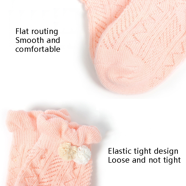 3 Pairs Baby Socks Mesh Thin Baby Cotton Socks, Toyan Socks L 35 Years Old(Champagne)