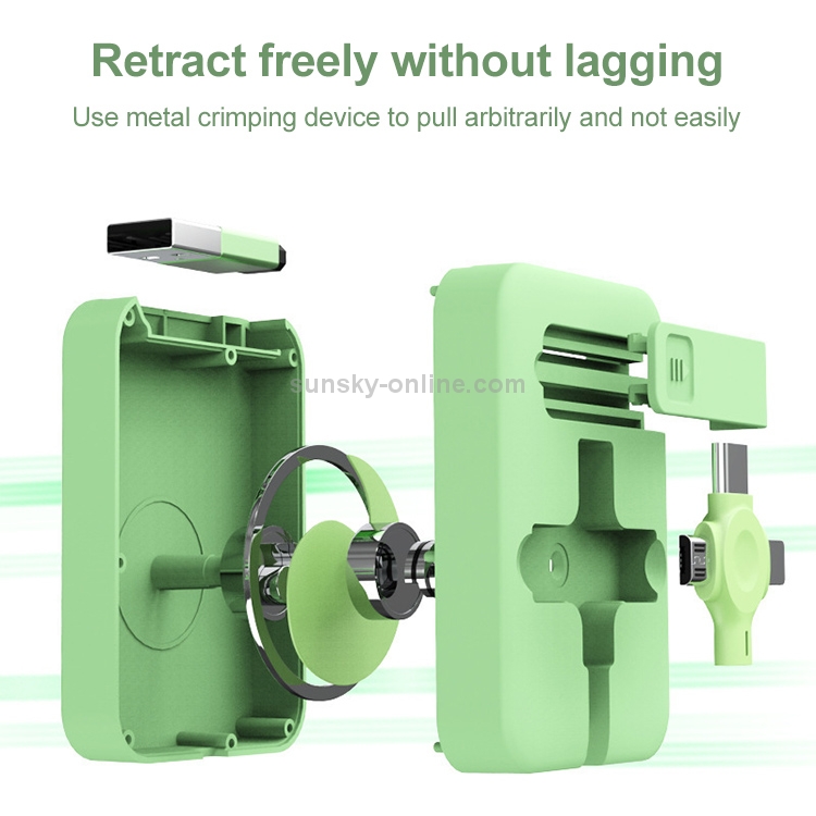 2 PCS 3A USB To 8Pin + Micro USB + USB-C / Type-C Telescopic Three-In-One Data Cable with Mobile Phone Holder Data Cable, Length: 1m(Green) 2 PCS 3A USB To 8Pin + Micro USB + USB-C / Type-C Telescopic Three-In-One Data Cable with Mobile Phone Holder Data Cable, Length: 1m(Green)
