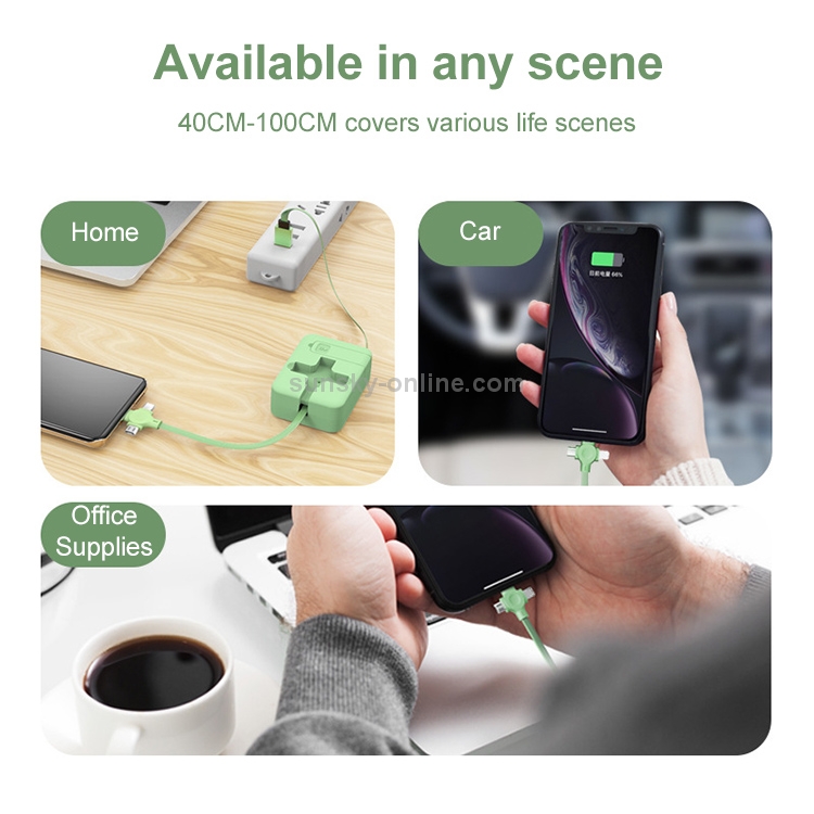 2 PCS 3A USB To 8Pin + Micro USB + USB-C / Type-C Telescopic Three-In-One Data Cable with Mobile Phone Holder Data Cable, Length: 1m(Green) 2 PCS 3A USB To 8Pin + Micro USB + USB-C / Type-C Telescopic Three-In-One Data Cable with Mobile Phone Holder Data Cable, Length: 1m(Green)