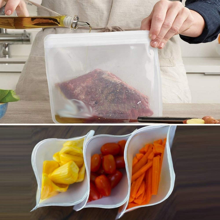 10 in 1 Translucent Frosted PEVA Food Preservation Bag Refrigerator Food Storage Bag Self-Sealing Food Bag Set(NO.1x6+NO.2x4)
