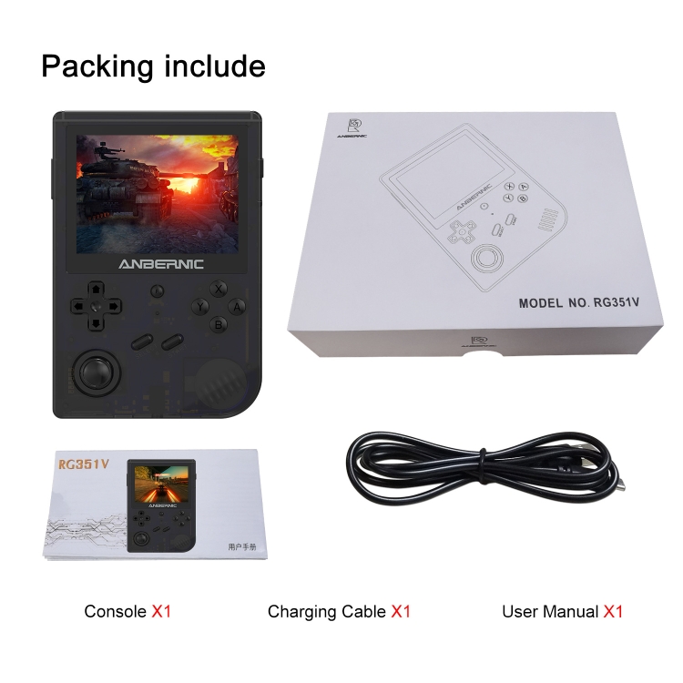 ANBERNIC RG351V 3.5인치 스크린 리눅스 OS 핸드헬드 게임 콘솔(블랙) 16GB+256GB