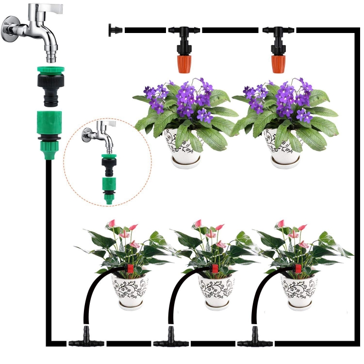 Kit d'irrigation goutte à goutte 12pcs, système d'arrosage automatique avec  valve réglable pour les plantes d'intérieur et d'extérieur