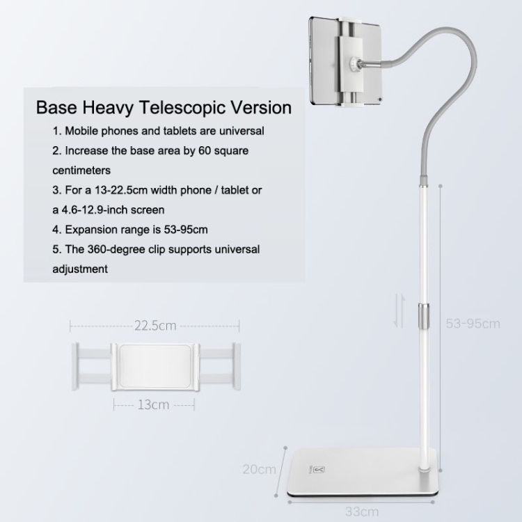 SSKY L6 Bedside Sofa Live Landing Phone Tablet Computer Bracket, Style: Base Heavy Telescopic Version (White) SSKY L6 Bedside Sofa Live Landing Phone Tablet Computer Bracket, Style: Base Heavy Telescopic Version (White)
