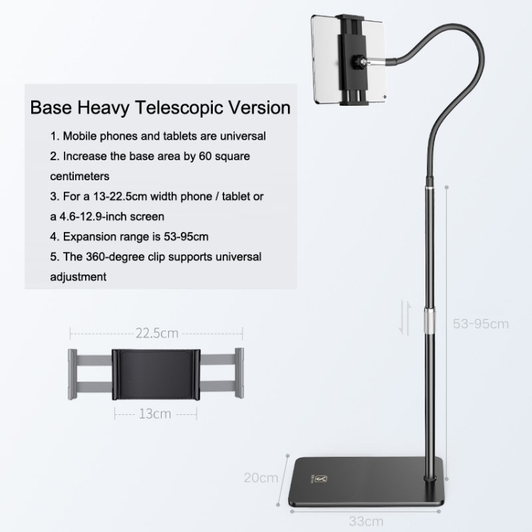 SSKY L6 Bedside Sofa Live Landing Phone Tablet Computer Bracket, Style: Base Heavy Telescopic Version (Black) SSKY L6 Bedside Sofa Live Landing Phone Tablet Computer Bracket, Style: Base Heavy Telescopic Version (Black)