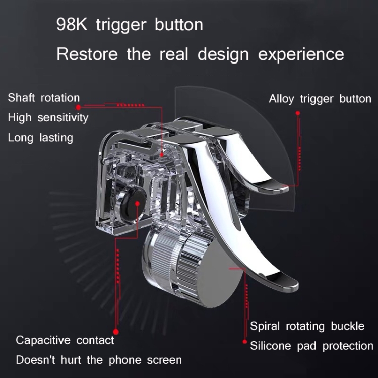 2 Pairs R11s Push Type Six-Finger Linkage Auxiliary Button Metal Transparent Game Handle For 4.7-6.5 Inch Mobile Phones(R11s Transparent) 2 Pairs R11s Push Type Six-Finger Linkage Auxiliary Button Metal Transparent Game Handle For 4.7-6.5 Inch Mobile Phones(R11s Transparent)