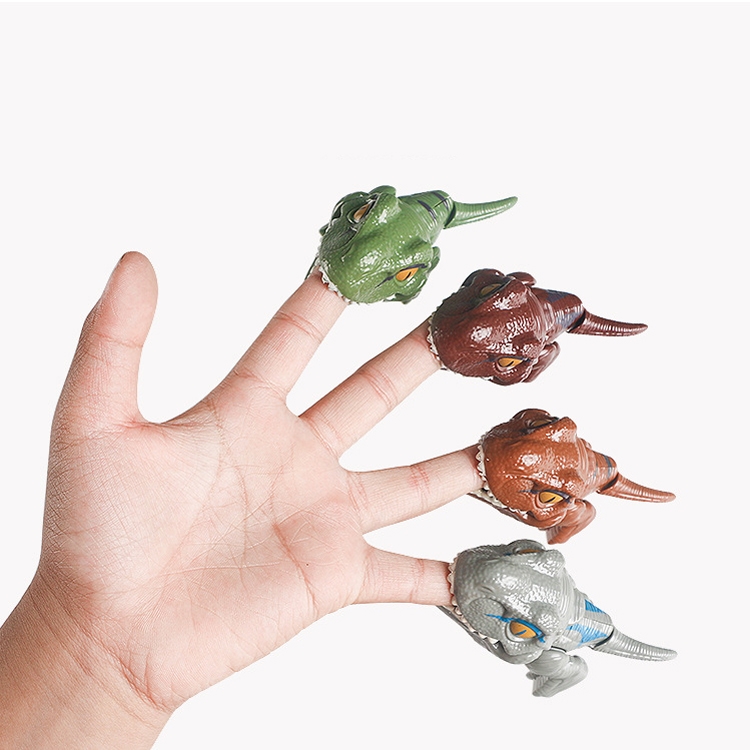 4 pcs enfants amusant poupée poupée doigt dinosaure petit jouets simulation  Tyrannosaurus jouets, couleur: gris-oeuf