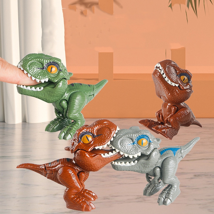 4 pezzi bambini divertenti bambola morso dito dinosauro piccolo giocattoli  simulazione tirannosaurus giocattoli, colore: sacchetto grigio-opp