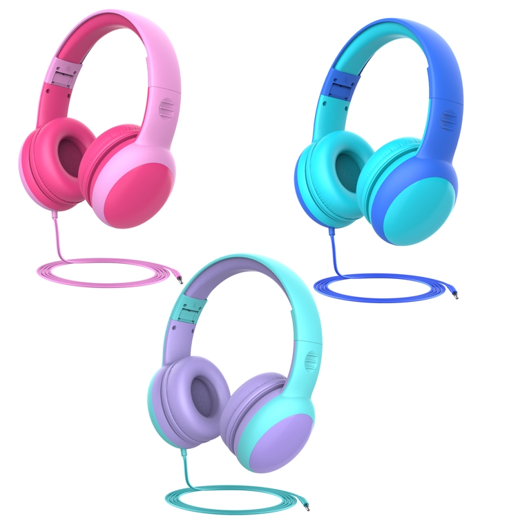Gorsun GS-E61V Auriculares para niños con cable Estudiante Gato Oído Detagrado Plegable Auricion Auriculares (Azul) - B1