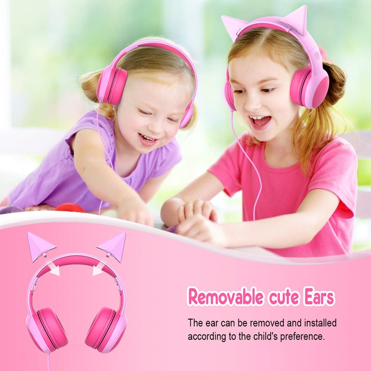 Gorsun GS-E61V Auriculares para niños con cable Estudiante Gato Oído Detagrado Plegable Auricion Auriculares (Azul) - B2