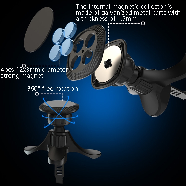 A-008 Magnet Car Mobile Phone Bracket Car Air Outlet Universal Mobile Phone Bracket, Colour: Black Magic Scene A-008 Magnet Car Mobile Phone Bracket Car Air Outlet Universal Mobile Phone Bracket, Colour: Black Magic Scene