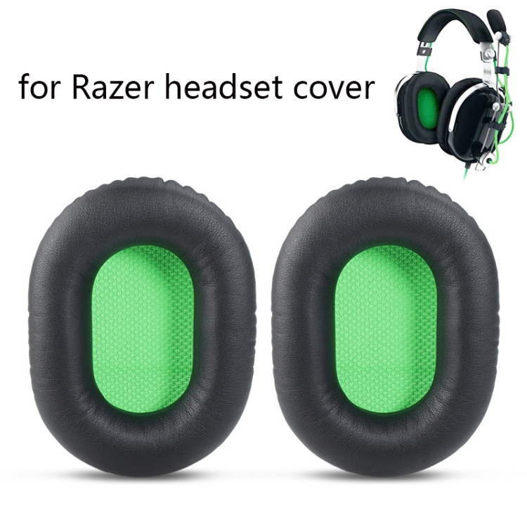 2 PCS Headset Sponge Cover For Razer V2, Colour: Black Skin Green Net 2 PCS Headset Sponge Cover For Razer V2, Colour: Black Skin Green Net