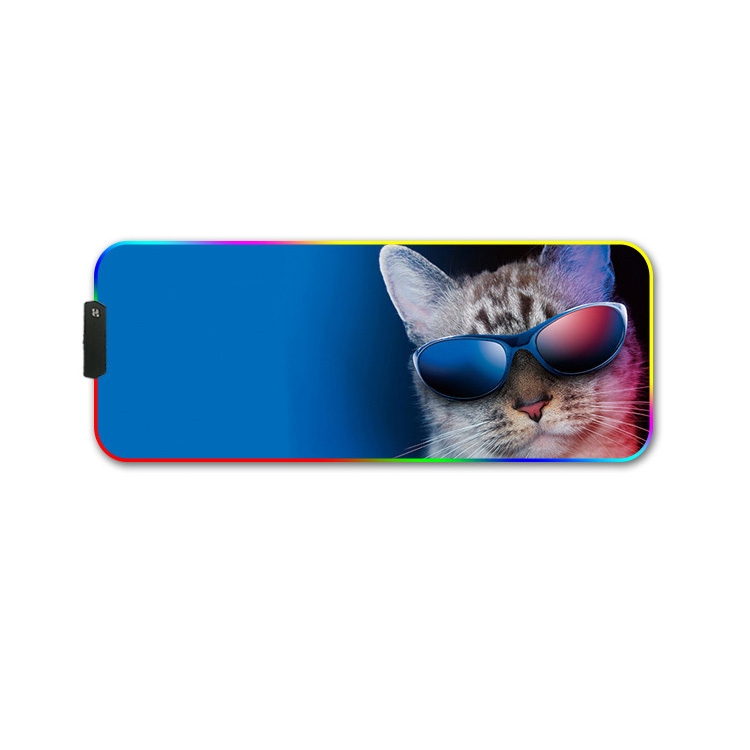 250x350x4mm F-01 Caucho Transferencia térmica RGB Luminoso Luminoso Luminoso Mouse Pad (gafas gato) - 1
