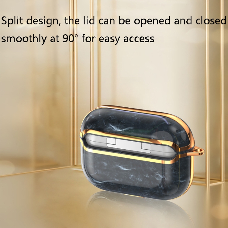DDDLS886 Electric Plating Marble Headphocks+ PC Protective Cover For AirPods Pro(Gray + Gun Color) DDDLS886 Electric Plating Marble Headphocks+ PC Protective Cover For AirPods Pro(Gray + Gun Color)