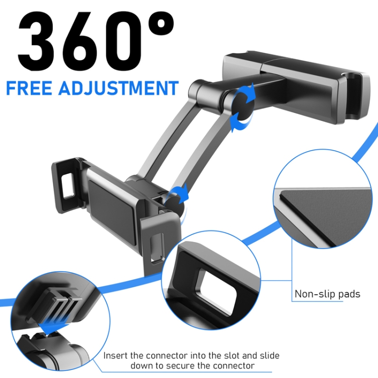 Pb-48 Car Post-Row Back Pillow Mobile Phone Holder Back Seat Flat Telescopic Bracket(Black) Pb-48 Car Post-Row Back Pillow Mobile Phone Holder Back Seat Flat Telescopic Bracket(Black)
