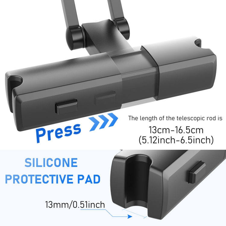 Pb-48 Car Post-Row Back Pillow Mobile Phone Holder Back Seat Flat Telescopic Bracket(Black) Pb-48 Car Post-Row Back Pillow Mobile Phone Holder Back Seat Flat Telescopic Bracket(Black)