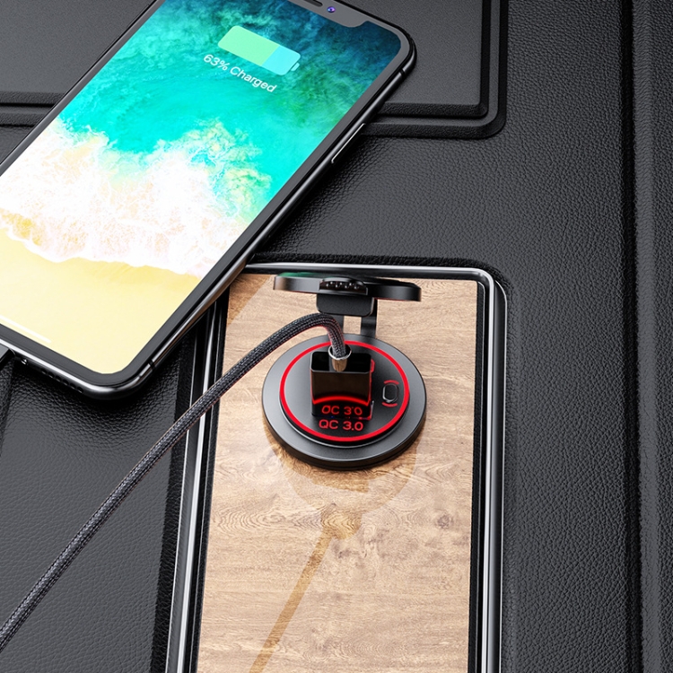 Car Motorcycle Ship Modified USB Charger Waterproof PD + QC3.0 Fast Charge, Model: Green Light With 60cm Line Car Motorcycle Ship Modified USB Charger Waterproof PD + QC3.0 Fast Charge, Model: Green Light With 60cm Line