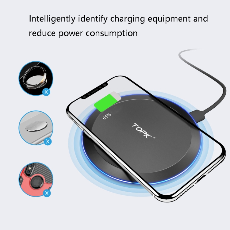 TOPK B46W 10W Max Fast Wireless Charger, Colour: Black + 1m Cable TOPK B46W 10W Max Fast Wireless Charger, Colour: Black + 1m Cable