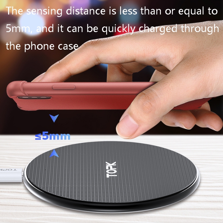 TOPK B01W 10W / 7.5W / 5W Grid Mobile Phone Wireless Charger, Colour: Black + 0.5m Cable TOPK B01W 10W / 7.5W / 5W Grid Mobile Phone Wireless Charger, Colour: Black + 0.5m Cable