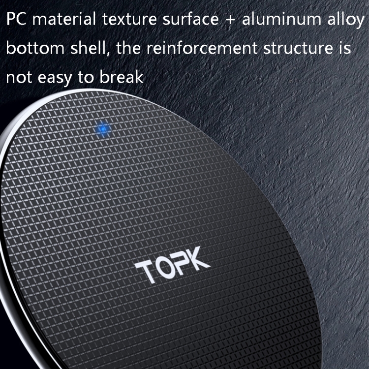 TOPK B01W 10W / 7.5W / 5W Grid Mobile Phone Wireless Charger, Colour: Black + 0.5m Cable TOPK B01W 10W / 7.5W / 5W Grid Mobile Phone Wireless Charger, Colour: Black + 0.5m Cable
