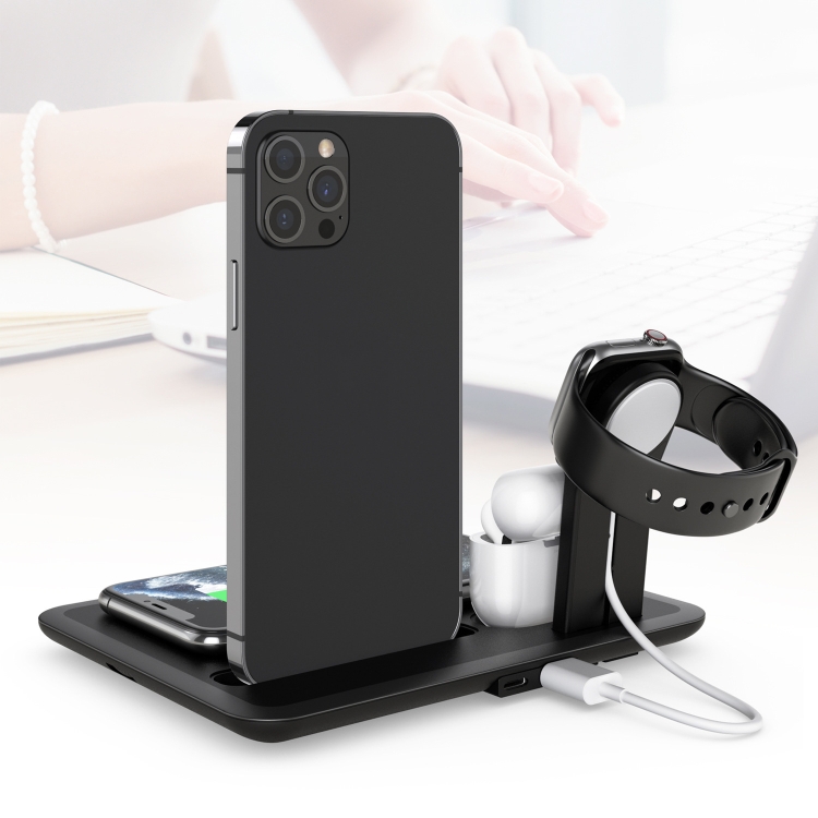HQ-UD17 4 in 1 Wireless Charger Phone Holder Charging Base for Smart Phones, iWatch, AirPods (White) HQ-UD17 4 in 1 Wireless Charger Phone Holder Charging Base for Smart Phones, iWatch, AirPods (White)