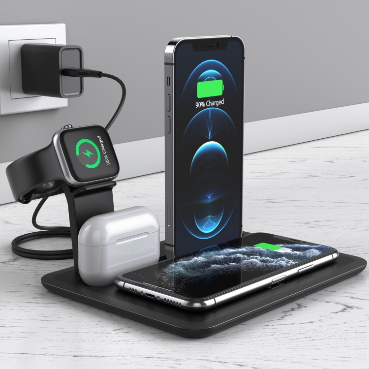 HQ-UD17 4 in 1 Wireless Charger Phone Holder Charging Base for Smart Phones, iWatch, AirPods (White) HQ-UD17 4 in 1 Wireless Charger Phone Holder Charging Base for Smart Phones, iWatch, AirPods (White)