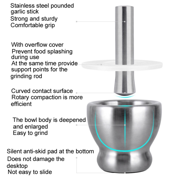 Kitchen 304 Stainless Steel Garlic Masher Spice Bean Nut Grinder,  Specification: Large Drum Shape