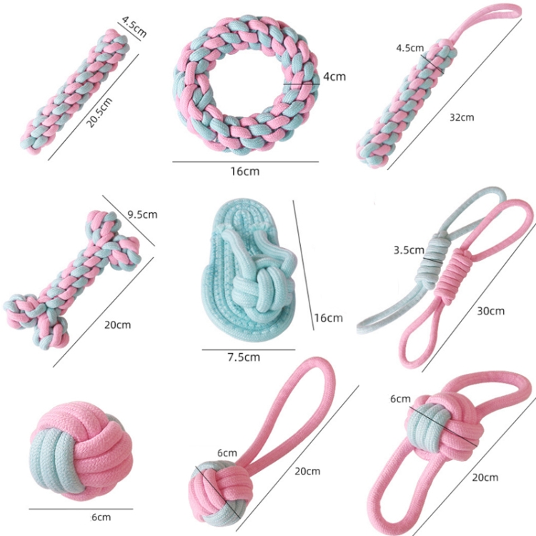 Zapatillas de cuerda de algodón Color al azar perro Molar dientes limpieza juguete Color caramelo cuerda de algodón tejida - B1