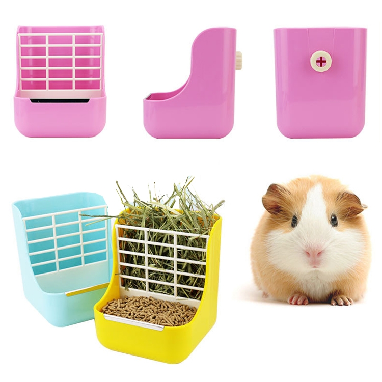 2 in 1 coniglio Food Basin Frame fisso Guinea Pig Box (rosa)